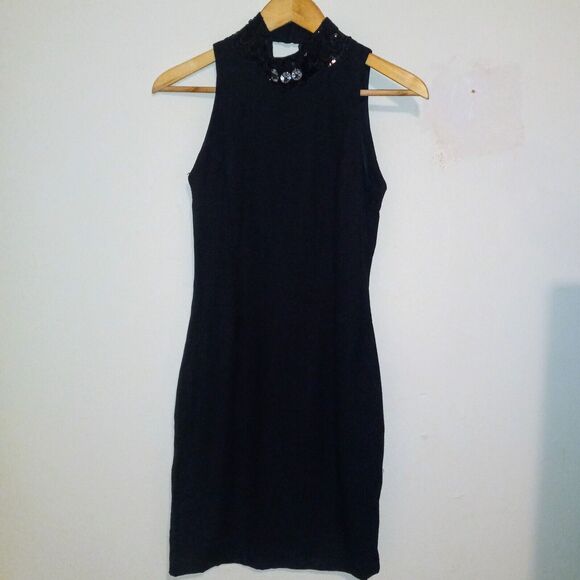 Vintage Jessica McClintock Gunne Sax Halter Cocktail Dress-Sz 9/10-Sequins - Picture 1 of 8